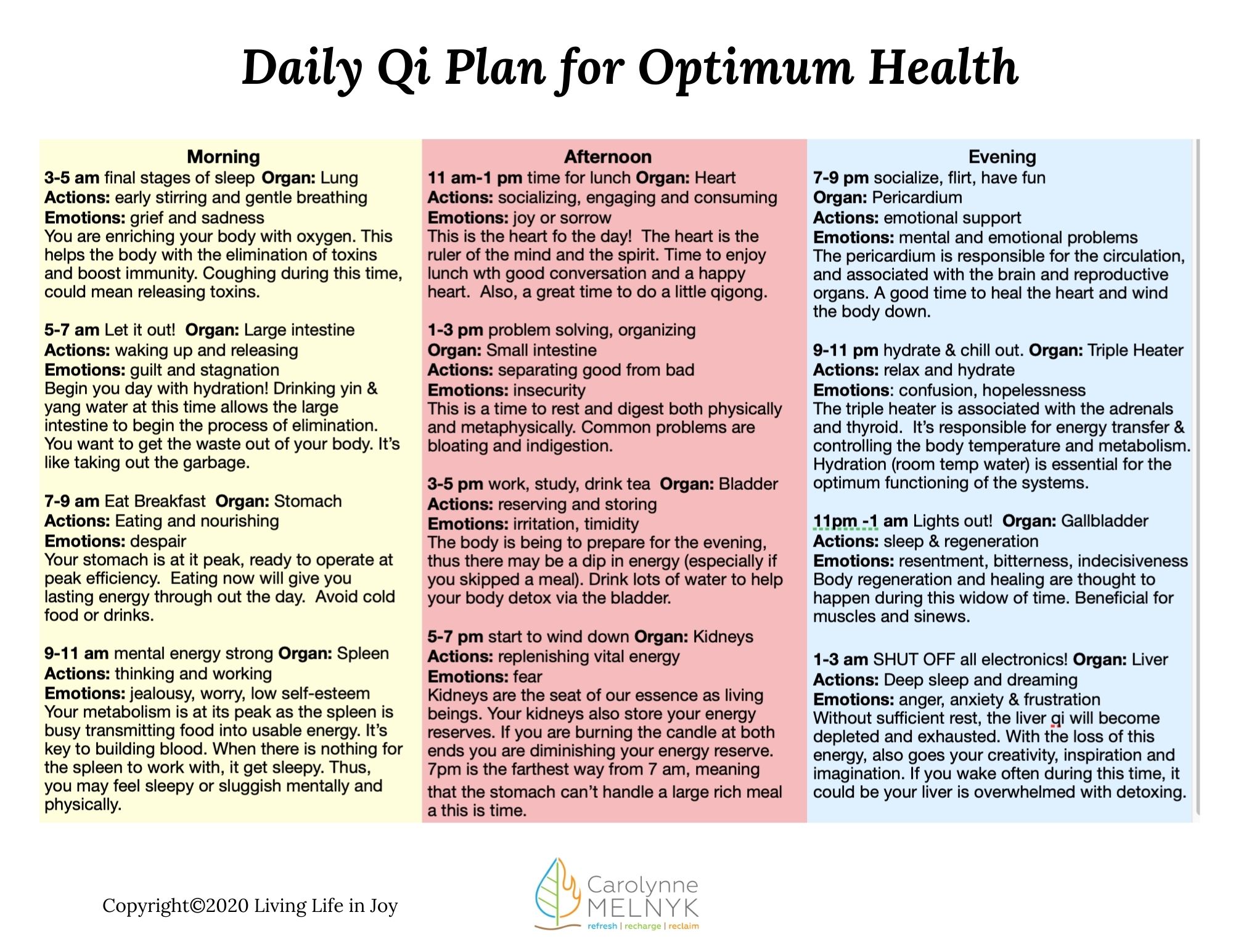 24-Hour Qi Daily Plan